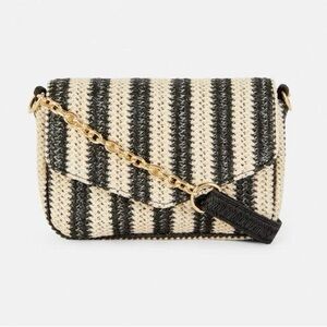 Primark Black and Cream Striped Crossbody Bag